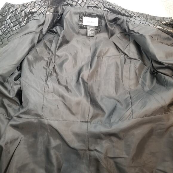 Neiman Marcus Women's Black Embossed Leather Jacket Size L Large - Picture 7 of 7